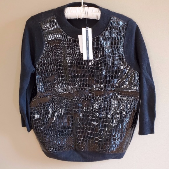 NWT Topshop Gator Black Sweater oversize sz 0 - Picture 1 of 7
